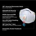 3M N95 Respirator 8511, 10 Pack, NIOSH-APPROVED N95, Features 3M COOL FLOW Exhalation Valve, Relief From Dusts & Certain Particles During Sanding, Pollen, Mold Spores, Dust Particles (8511DB1-A-PS), 10 Count