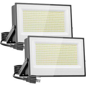 Onforu 300W Flood Lights Outdoor,30000lm Bright LED Work Light with Plug,Daylight White LED Stadium Lighrs,IP66 Waterproof Security Yard Lights for Yard Garage Stadium 2 Pack, normal