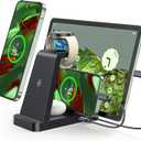 5 in 1 Wireless Charger Station for Google Pixel Watch 3/2, Fast Charging Stand Dock for Multiple Devices: Pixel 10 Pro XL/10 9 8 7 6 Pro/10 Pro Fold/Pixel Tablet/iPhone/iPad/Earbuds with 36W Adapter