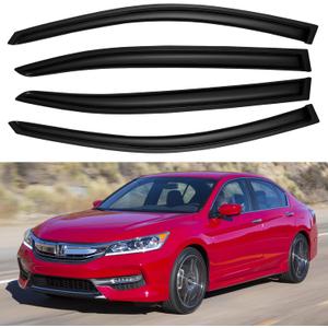 YQAUTEC Window Visors Rain Guards Shield for 2008-2017 Honda Accord, Out-Channel Window Vent Wind Deflectors Visors Shades for 08-17 Accord 4Door Sedan