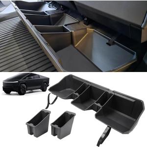 Rear Under Seat Concealed Storage Compartment Compatible with Tesla Cybertruck Accessories, Second Row Underseat Large Capacity Organizer [Interior Accessories], Black