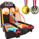 Tabletop Basketball Shooting Game Set Includes 1 Pcs Basketball Court 30 Pcs Basketball Balls and 2 Pcs Medal for Kids Birthday Basketball Party Gifts and Adult to Reduce Stress Game