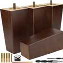 Airy Abode Premium Walnut Square Furniture Legs (Full Install Kit) - Pick Your Size and Color