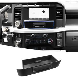 Center Console Drawer Fits for 2023-2026 Ford F250 F350 F450 F550 8-Inch Screen Console Organizer Tray Dashboard Storage Box Compatible with F250-550 Super Duty Interior Accessories