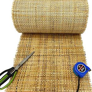 MINHKUST 24" Width Natural Brown Dark Square Rattan Cane Webbing Roll 3 Feet Length for Caning Projects, Pre-Woven Radio Mesh Cane Webbing Sheet for Furniture, Chair, Table, Ceiling (3 FEET)