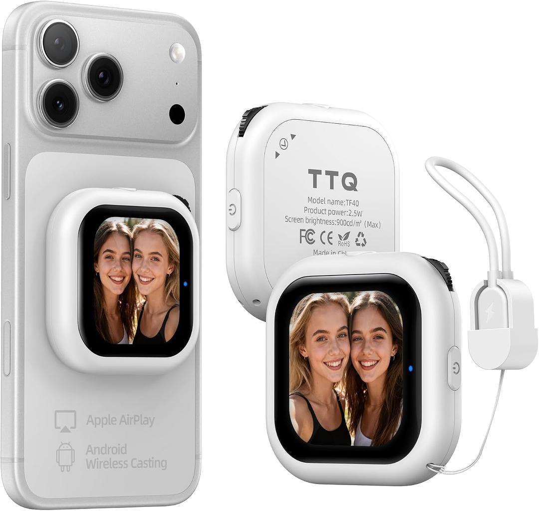 Wireless Vlog Selfie Monitor Screen with AMOLED Display, 4K Phone Vlog Selfie Monitor Screen Bluetooth Remote, Magnetic Back Camera Monitor for Vlog Live Stream TikTok, Compatible with iPhone/Android