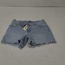 luvamia Jean Shorts for Women Low Waisted Trendy Stretchy Crossover Waist Denim Shorts Raw Hem Casual Summer Pockets (Medium, Blue Breeze)