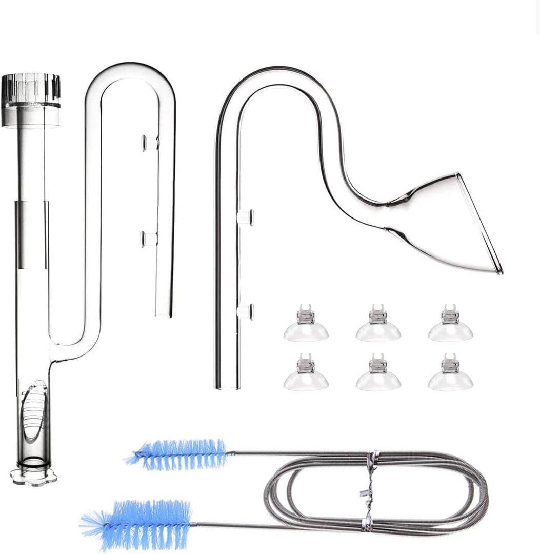 FZONE Aquatic Glass Lily Pipe Set with Skimmer Inflow and Outflow for Aquarium Filter 5/8''(16/22mm) Tubing
