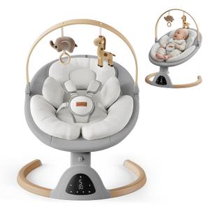 TinyGlow Baby Swings for Infants, Electric Baby Swing with Remote Control
Bluetooth Infant Swing with Music Speaker, 5 Speeds & 3 Timers Settings, Suitable for Indoor & Outdoor Use, Grey