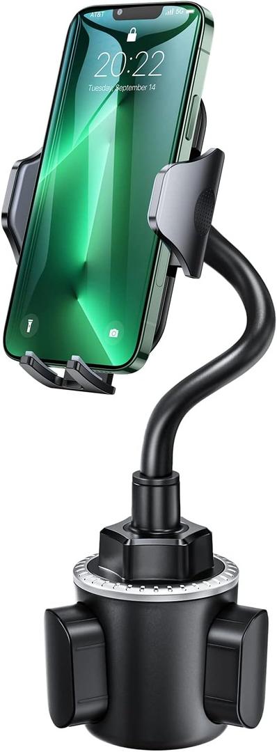 andobil Military-Grade Cup Phone Holder for Car/Truck, [2026 Enhanced] 13" 360 Adjustable Gooseneck w/Anti-Shake Car Mount, Universal Car Phone Holder for iPhone/Samsung/Pixel All 4.0-7.0" Devices (Black)