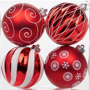 Christmas Ball Ornaments - Large Red 4.7" Shatterproof Tree Hanging Ornaments for Xmas, New Year, Wedding, Party & Holiday Indoor/Outdoor Decor