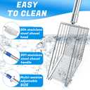 Chicken Poop Scooper, 304 Stainless Steel Shovel Head, 4-in-1 Chicken Litter Scoop with Handle for Chicken Coop & Pet Waste Cleaning, Multifunctional Litter Sifting Shovel(20 to 49")