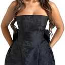 JUMISEE Embroidery Satin Homecoming Dress with Bow Modest Strapless Mini Dresses A Line Short Prom Dress Party Gown, Size Unknown