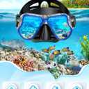 Zenoplige Mask Fins Snorkel Set, Snorkeling Gear for Adults, Panoramic View Snorkel Mask Anti-Fog, Adjustable Dive Flippers, Dry Top Snorkel and Travel Bag, Scuba Gear for Swimming Snorkeling Diving
