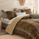 Petrichor Leopard Velvet Flannel King Comforter Set-Cheetah Print Western Blanket,Luxury Fuzzy Heavy Bedding Set,3 Pieces Plush Winter Bed Set with Comforter (90"x104")&2 Pillow Shams (20"x36")