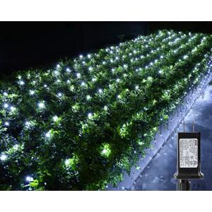 iBaycon 4ft x 6ft Christmas Net Mesh lights, 8 Modes Timer Connectable Waterproof Christmas Lights for Trees, Bushes, Wedding, Garden, Outdoor Decorations (White, 1PACK)