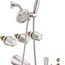 5" Dual Shower Faucet Combo& Bathtub 3 Handle Knob Tub & Shower Rough-In Valve, Included Rough-in Valve, Brushed Nickel