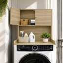 Washer Dryer Countertop with Cabinets, 2-Tier Laundry Countertop with Shelf