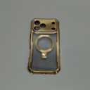 Reukdnv [Built-in Privacy Screen Protector & Invisible Ring Stand] Privacy Case for iPhone 17 Pro Max 6.9'' [Soft Bumper Full Signal] [Compatible with MagSafe] Full-Body Shockproof Clear Case, Gold