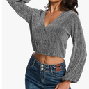 YYA Women's Sparkly Tops for Women Ruffle Sparkly Shiny Turtle Neck Shirts Long Sleeve Slim Fitted Tops S-XXL, Pack Of 2