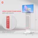Brandable Kiosk Floor Stand for Displays with Custom Branding Panel & LED Lights VESA 75x75 100x100 Monitor TV Tablet Displays Lockable Secure (ADD-VFSKLED)