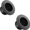 Soffit Vents 4 Inch, Hon&Guan Soffit Exhaust Vent Exterior Round Vent Cover with Built-in a Fly Screen for Bathroom Office Home, Black, 2Pcs