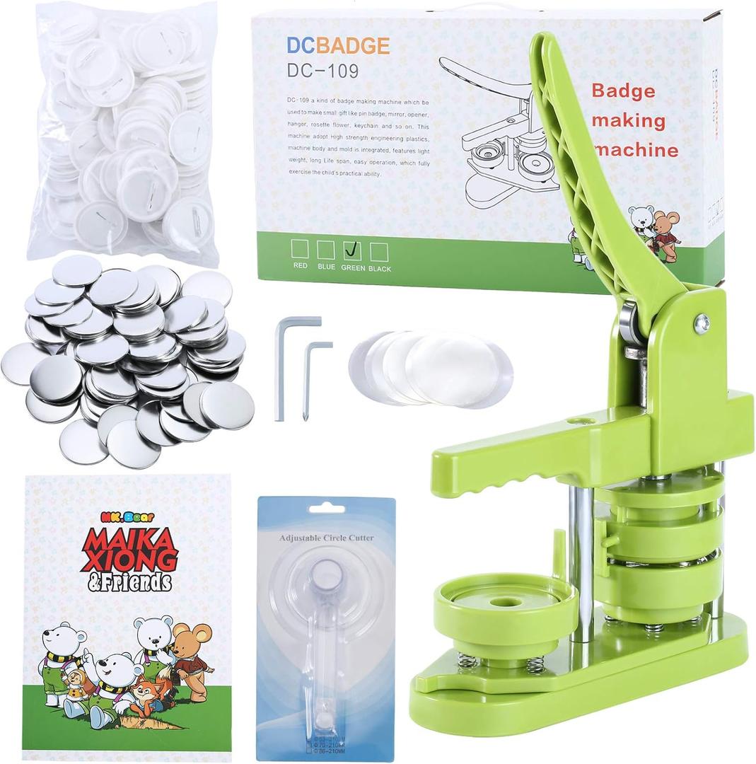 MK.Bear Button Maker Machine 58mm (2.25 in) Installation-Free, DIY Button Pin Maker Machine, Badge Punch Press with Free 100pcs Badge Supplies & Pictures & Circle Cutter & Magic Book