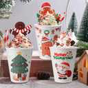 90 Pack Christmas Coffee Cups 12 oz No Lids, Disposable Insulated Paper Coffee Cups, Corrugated Ripple Wall Design Paper Cup, Hot Cold Drinking Cup for Party, Home, Events