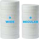 Bedgeta 18 Pack White Plastic Mason Jar Lids with Silicone Rings, 9 Wide Mouth & 9 Regular Mouth Canning Lids for Ball & Kerr and More, 86mm &70mm Plastic Mason Jar Lids