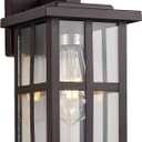MICSIU Bronze Outdoor Wall Light Fixture, 11" Modern Farmhouse Exterior Wall Mount Lantern with Clear Glass, Anti-Rust Square Sconce for House Porch Garage, Oil Rubbed Bronze, 1-Pack