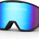 EXP VISION Ski/Snowboard Goggles for Men Women, OTG Snow Goggles Anti Fog UV Protection (Black Frame Blue)