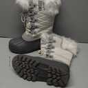 mysoft Women's Snow Boots Warm Insulated Faux Fur Lined Waterproof Mid-Calf Winter Boots (7, White)