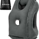 Rewondah Inflatable Travel Pillows for Airplanes | Airplane Pillow for Long Flight | Travel Plane Pillow for Airplanes Sleep Support | Blow up for Long Flights to Avoid Neck Pain (Dark Grey)