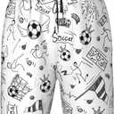 Boys Soccer Swim Trunks Kids Bathing Swimwear Teen Soccer Beach Shorts with Compression Liner Swimsuit Board Shorts (Gray, L)