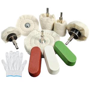 Neeki 6 Drill Buffing Wheels and 3 Polishing Compounds, Multi-Specification Wheel Kit for Metal, Stainless Steel, Jewelry, Wood, Ceramic, Glass, and Other Surfaces