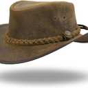 Austrailian Genuine Leather Western Style Cowboy Hat Wide Brim Real Water Resistant Outback Vintage Hat for Halloween (XX-Large)