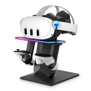 Bioherm Charging Dock Compatible with Meta Quest 2/ Quest 3/Quest 3S/Quest Pro，RGB Charging Vertical Stand，Accessories with Brightness Adjustment and 14 Light Effects Adjustment, Type-C Charging Port (Charging Port Only)