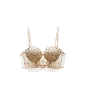 Sexy Mesh Floral Embroidered Underwire Lingerie Women Soft Lace Lingerie Bra 36C