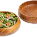 Acacia wood salad bowls set of 2 | Individual wooden bowls 8 x 2 inches (25 oz) | Use for salad, pasta, rice, acai, smoothie, soup, fruits, snacks
