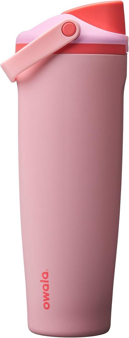 Owala FreeSip Sway Insulated Stainless Steel Water Bottle with Two-Way Spout, Built-In Straw and Handle, Made for Travel, School, and Sports, 40oz, BPA Free, Leak Proof, Pink Angel Food Cake