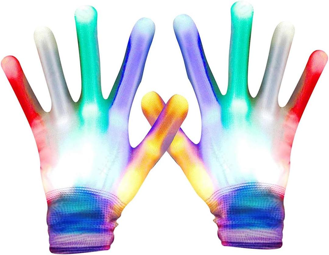 Toys for Teen Girls Boys, LED Flashing Gloves Gifts for Kids Halloween Costume Christmas Birthday Glow Party Favor (Large (Age 12+))