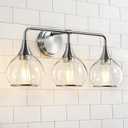 Brushed Nickel Bathroom Vanity Light 3 Lights Bathroom Light Fixtures Over Mirror with Clear Glass Shade 22.4 inch Wall Sconces Lighting Bath(Exclude E26 Bulb), 3 Light with Clear Globe