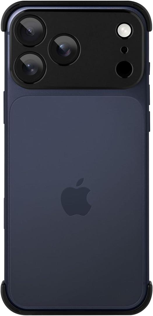 Metal Frameless Phone Case Compatible with iPhone 17 Pro, Frameless Minimalist Design, Extremely Highlighting Personality. Black