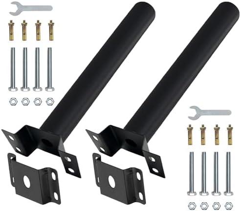 Light Pole Mount, Solar Lighting Mounting Bracket Extension Pole Kit, Wall Mounted Arm for Street Light, Barn Lamp, Post Tree （1 Pack Black）
