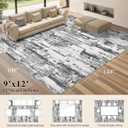 Area Rugs 9x12 Living Room: Washable Large Abstract Modern Neutral Soft Rug Stain Resistant Non-Slip Backing Carpet for Bedroom Dining Room Indoor Nursery Dorm Home Office Decor - Black Grey