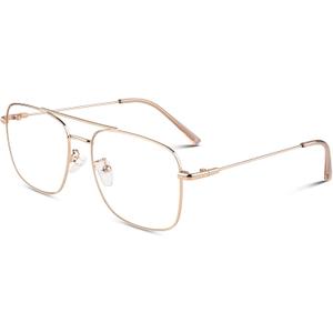 LINVO Fake Glasses Non-Prescription Clear Lens Metal Frame Fashion Eyewear for Women Men, Gold Frame