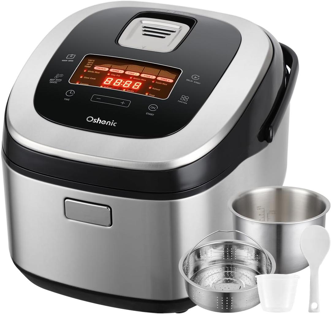 Rice Cooker 10 Cup Uncooked / 20 Cup Cooked,Induction Heating & Fuzzy Logic Technology,Electric Smart Rice Cooker With LCD Display,11 Multi Portable Rice Maker,Delay Timer & Auto Keep Warm