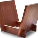 Honygebia Wooden Vinyl Record Holder - Wood Record Album Holder, V-Shaped Vinyl Record Storage Racks, Album Holders for Vinyl Records, Shelf for Storing Collection of 40 Premium LPs (Solid Sapele)