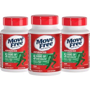 Move Free Advanced Glucosamine Chondroitin MSM Joint Support Supplement, Supports Mobility Comfort Strength Flexibility & Bone - 120 Count (Pack of 3) (EXP 04/2028)
