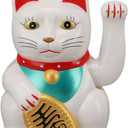 Solar Powered Cute Waving Cat, Maneki Neko Lucky Cat, Fengshui Cat Solar Lucky Waving Lucky Fortune Cat Good Luck Chinese Feng Shui Decoration Cat for Home Office and Car Decor(White)